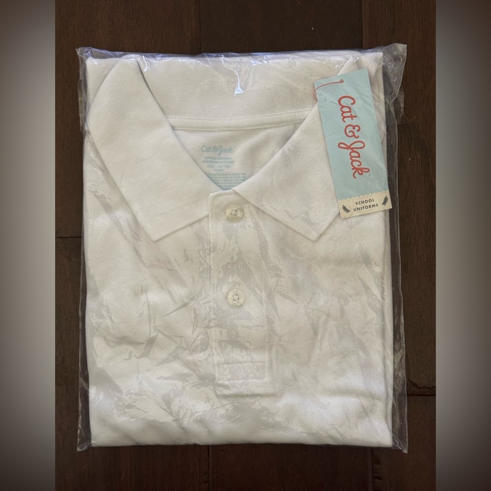 Cat & Jack boys white uniform style polo NWT in size XXL (16/18) Husky